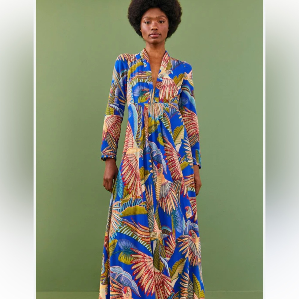 Farm Rio macaw flight dress
